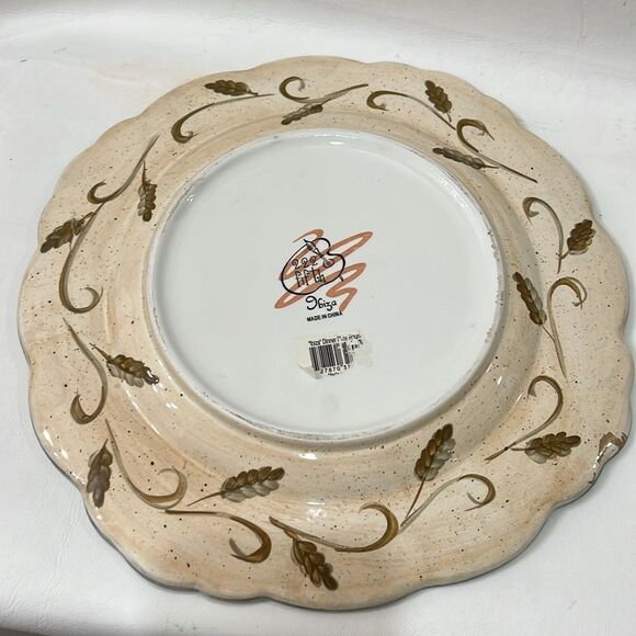 222 Fifth Ibaza Dinner Plate 11 1/2 Inch Round Scalloped Floral Blue Brown Pink - Picture 4 of 9